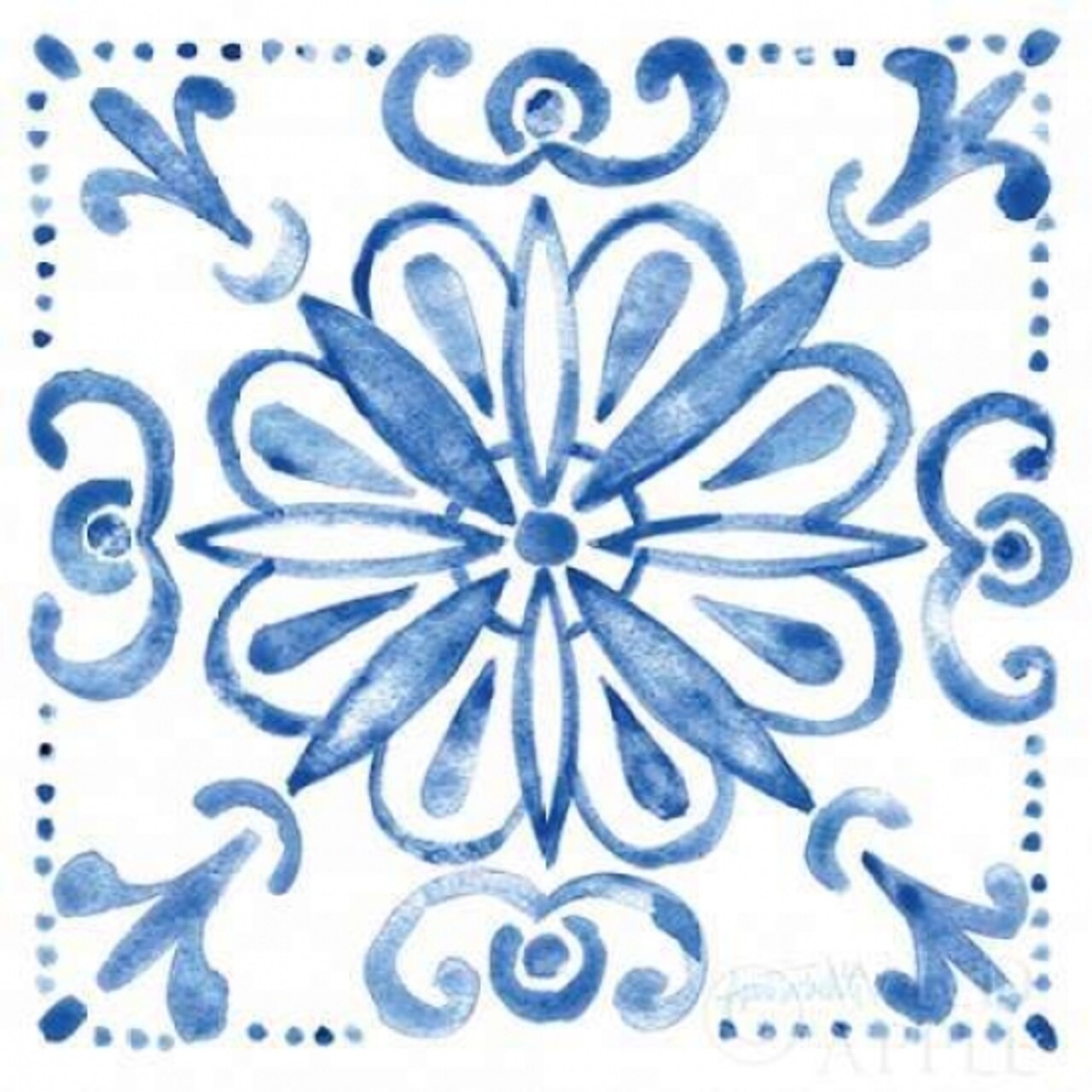 Tile Stencil IV Blue Poster Print by Anne Tavoletti - Item # VARPDX14026